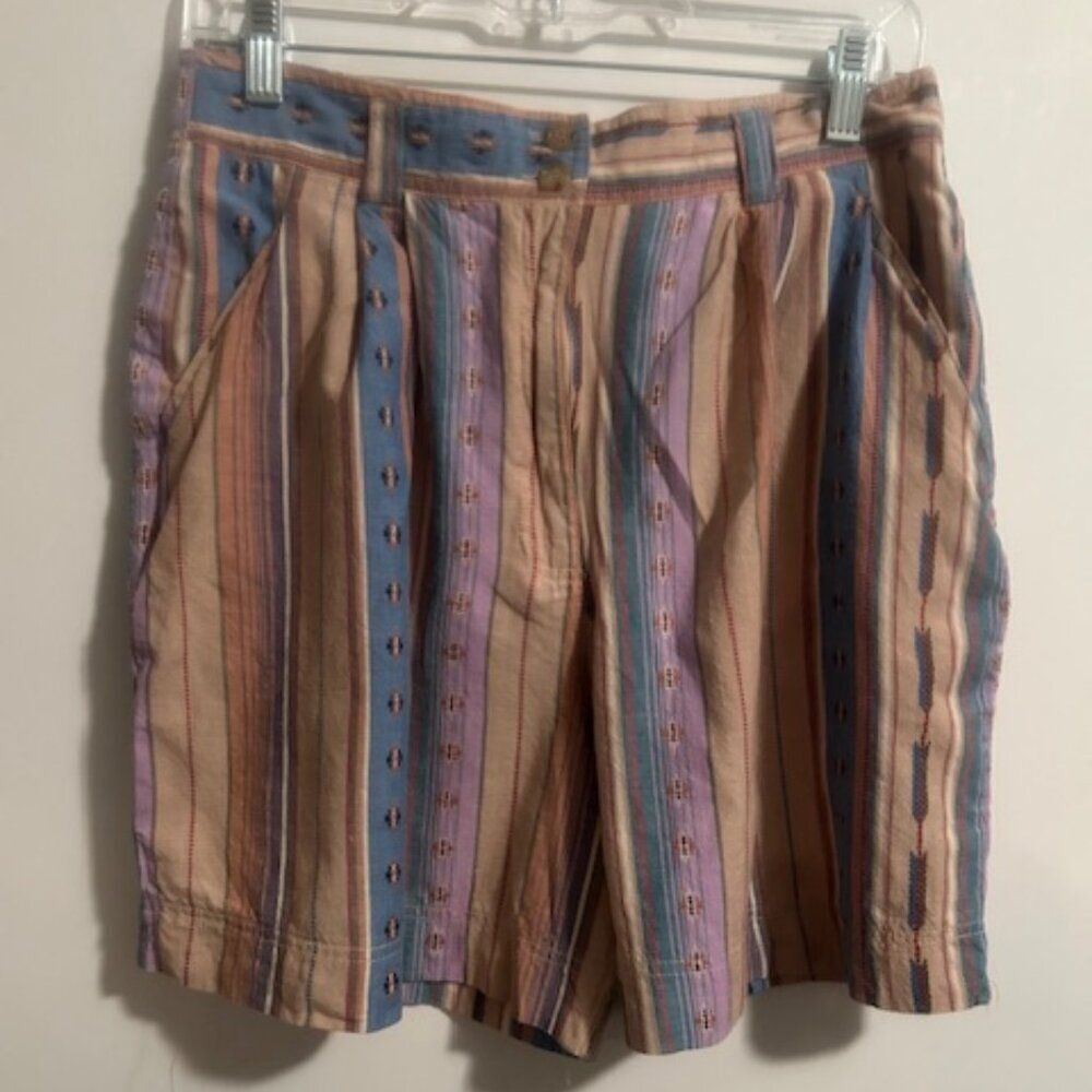 EHL Sport Vintage Tribal print stripe pleated front shorts, size 16